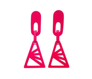 Aretes Triángulo Neón - Fucsia