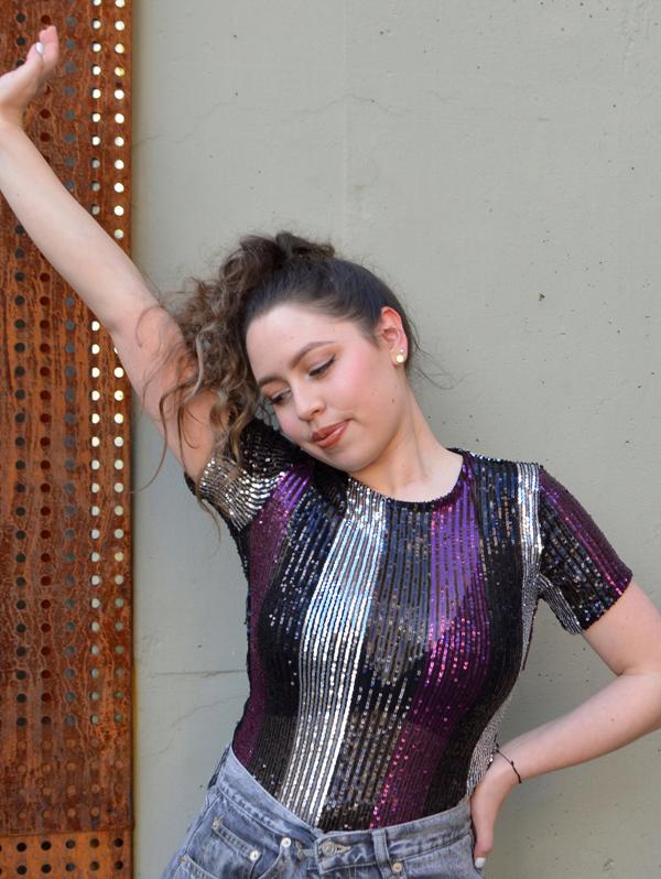 Blusa lentejuelas - Morado / Plateado