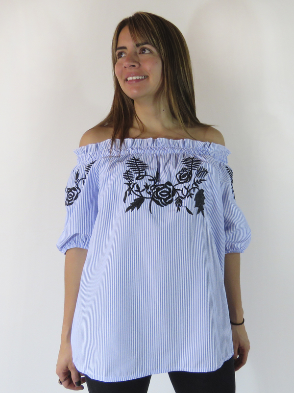 Blusa rayas azul-bandeja