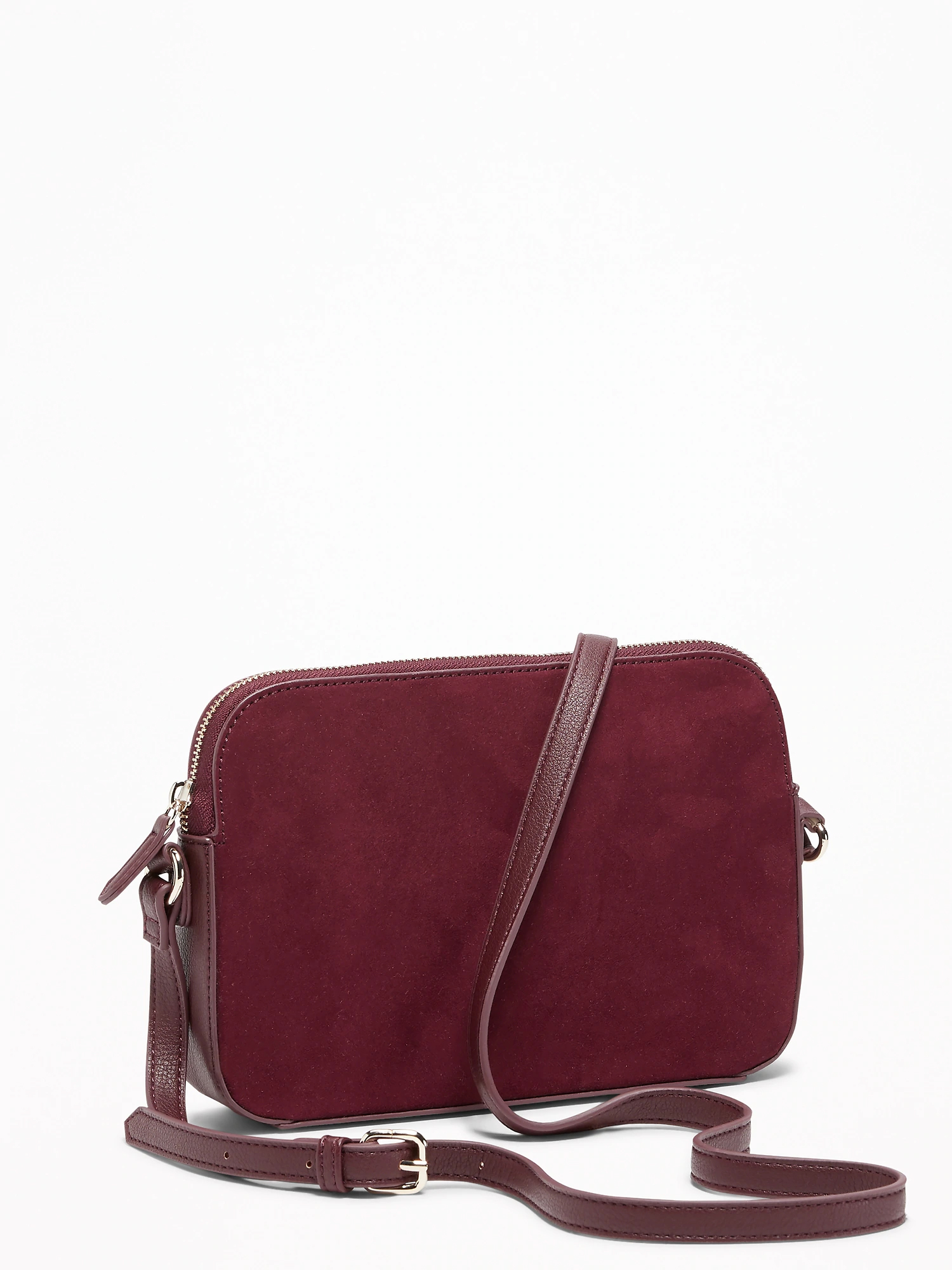 Faux-Leather Cross-Body Bag for Women - Wine Purple