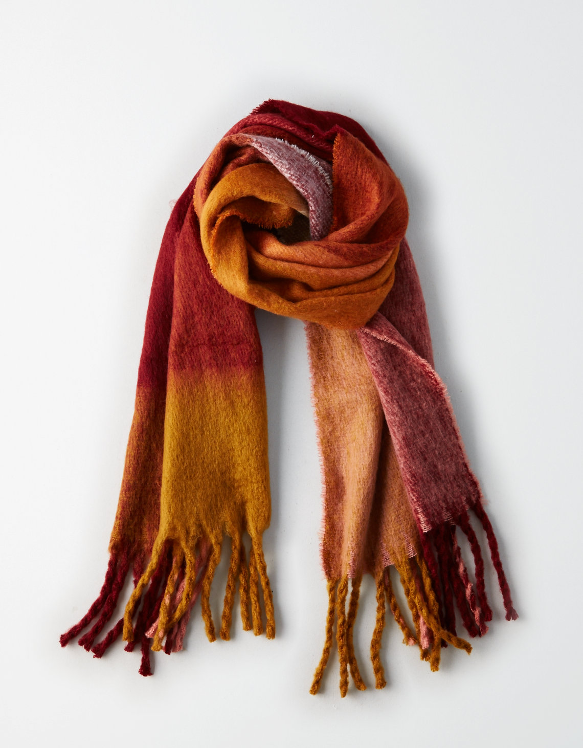 AEO Exploded Plaid Blanket Scarf - Rust