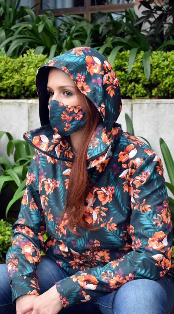Chaqueta antifluido – flor naranja