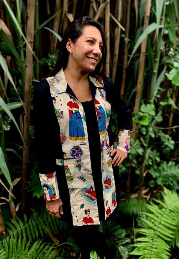 Estampado Frida beige / tela negra