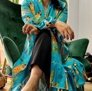 Kimono con boleros largo Azul Emberá