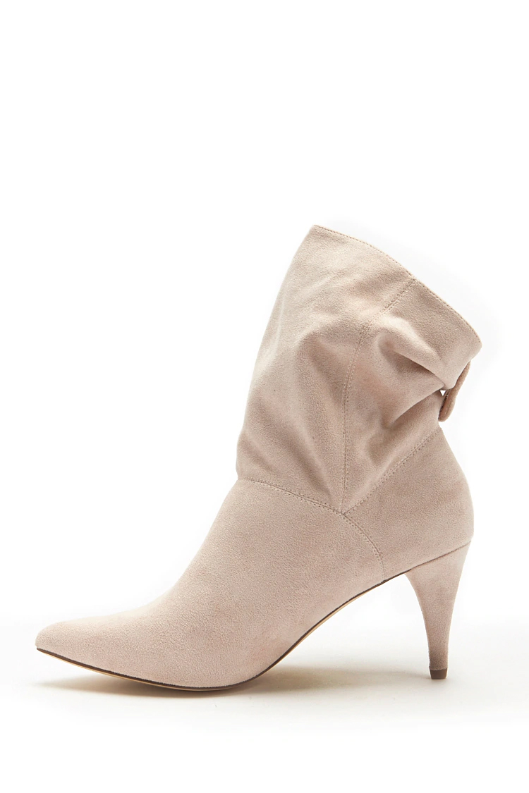 Faux Suede Ankle Boots - Blush